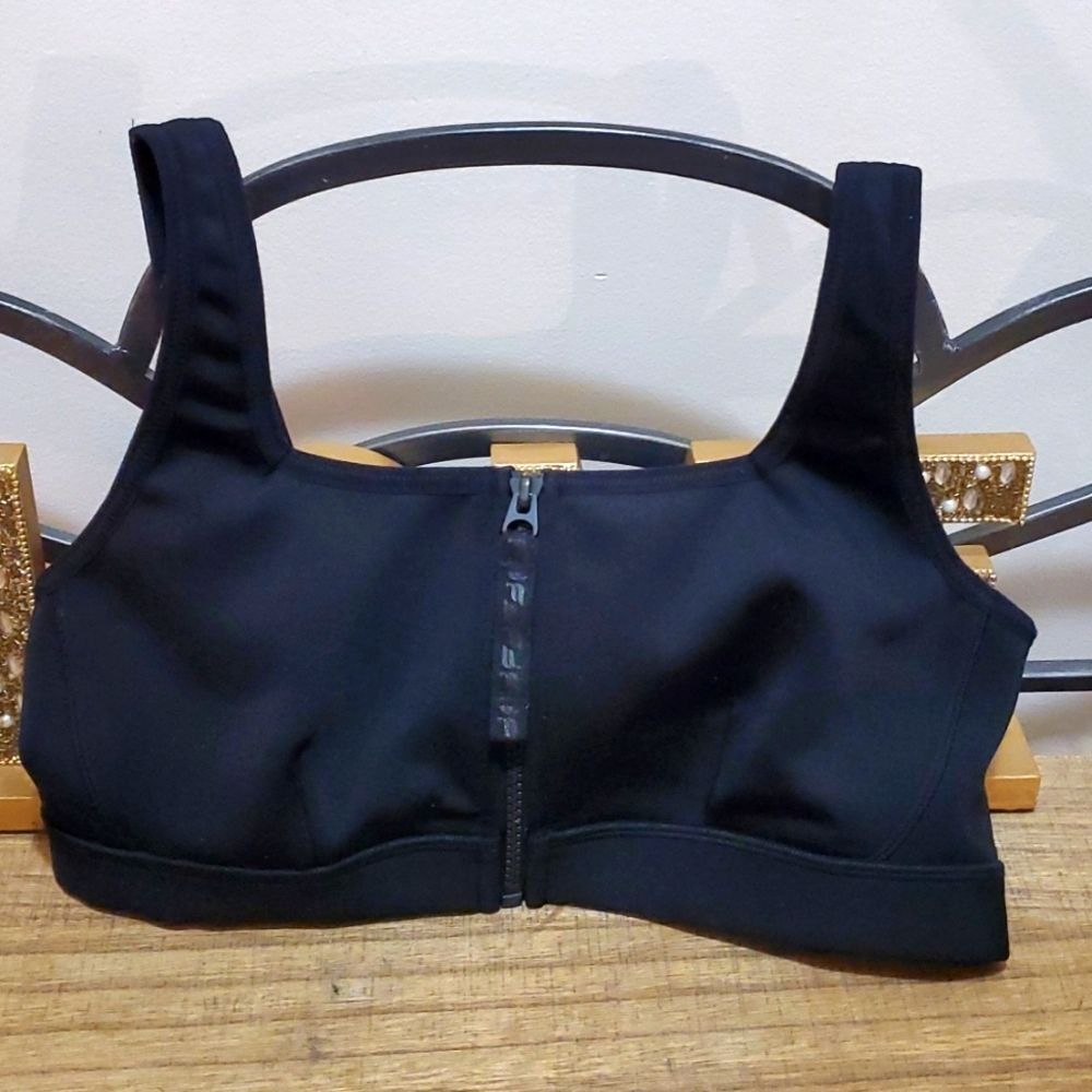 Fabletics Front Zip High Impact Sports Bra Black Sz M